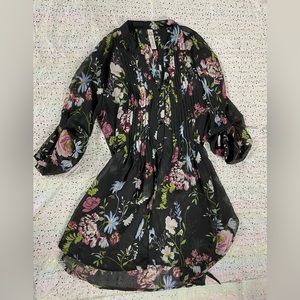 Black floral sheer top